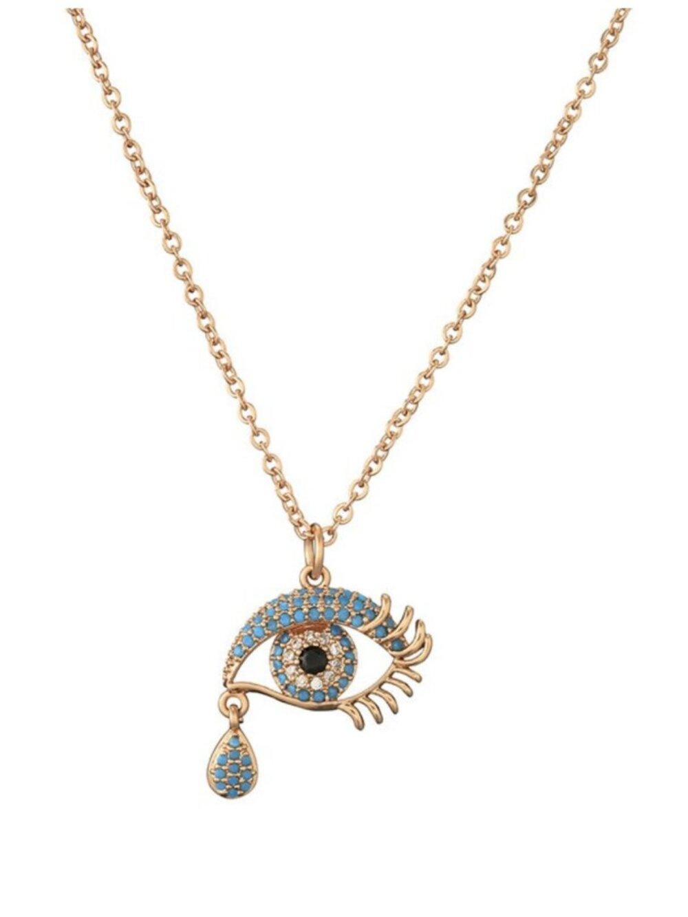 Evil Eye Rose Gold Dainty Turkish Symbol Cubic Zirconia Fashion Necklace